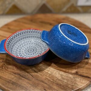 2 FR Kitchen & Table Blue Speckled Stoneware Mini Casserole w/Handles